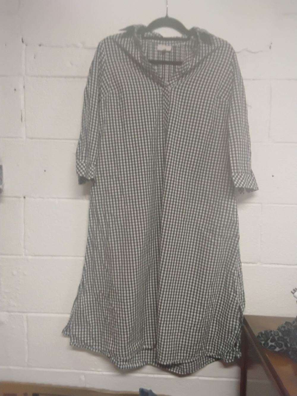 J.jill Gingham V-Neck Maxi Shirt Dress - Blue/White - Picture 2 of 7